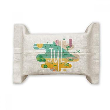 Imagem de Ilustração da temporada do mês de julho, capa de papel para lenços faciais, bolsa de linho de algodão