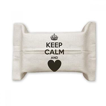 Imagem de Bolsa de linho de algodão para lenços faciais Keep Calm and Love com citação "Keep Calm and Love"