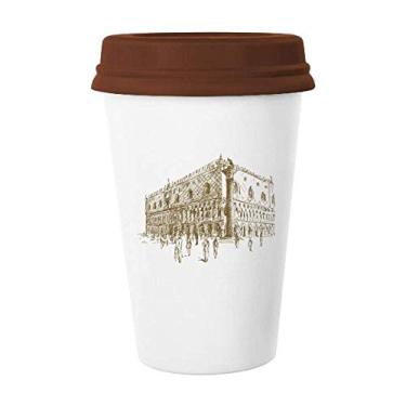 Imagem de Caneca de paisagem com desenho de marco de arquitetura, caneca de cerâmica para copo de café