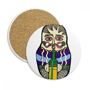 Imagem de Caneca russa Matrioska russa para ninhos e porta-copos com proteção de mesa, pedra absorvente