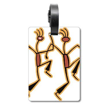 Imagem de Boneco Egito dançando com estampa engraçada de mala, etiqueta de bagagem para cartão de bagagem