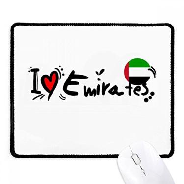 Imagem de Mouse pad I Love Emirates Bandeira da Palavra Love Heart Ilustration Tapete de borracha para jogos
