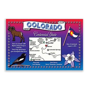 Imagem de Conjunto de 20 cartões postais idênticos Colorado State MAP Cartas postais com mapa CO e símbolos de estado. Feito nos EUA.