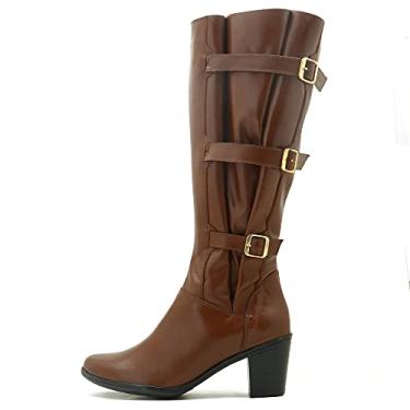 Imagem de BOTA MONTARIA FEMININA CANO ALTO AJUSTAVEL COURO 9062 BRANDY (37, 9062 BRANDY)