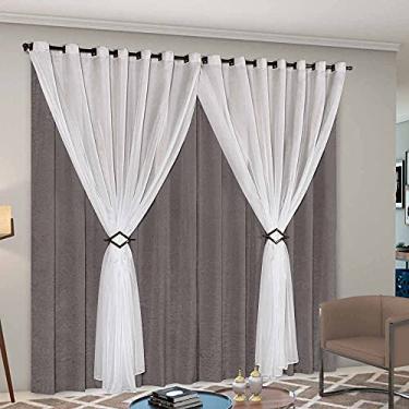 Imagem de Cortina Cetim Voil com Presilhas Cecília para Sala Quarto 3,00x2,50