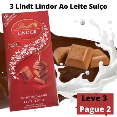 Imagem de Chocolate Lindt  Lindor Swiss Milk 100G -  Três Unidades