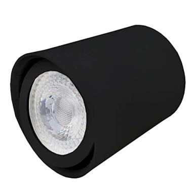 Imagem de Kit 5x Spot Redondo Sobrepor Direcionável + Lâmpada MR16 GU10 Dicroica (Preto - Branco Quente)