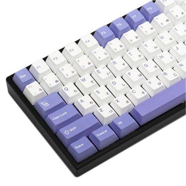 Imagem de BGKYPRO Teclas de tema de coelho - conjunto de teclas PBT por sublimação térmica, radical japonês, para teclados mecânicos, conjunto completo de 135 teclas, perfil cereja layout em inglês (EUA)