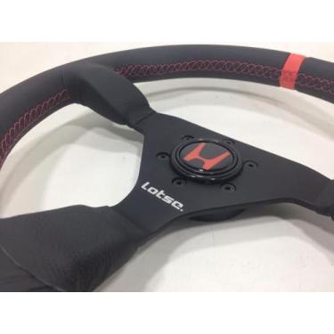 Imagem de Volante Lotse Gt330 Personalizado Couro Preto E Botão Honda