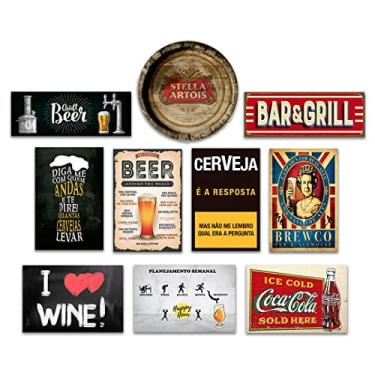 Imagem de Kit 10 Placas Decorativas Bebidas Frases Cervejas Mdf