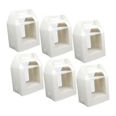 Imagem de Luxshiny 6pcs Caixas Caixa De Embalagem De Pirulito De Janela Portátil Diy Caixa De Exibição De Bolo De Chocolate e Morango (papelão Branco) 6 Peças Caixa Porta Sobremesa Exibir Itens Doce