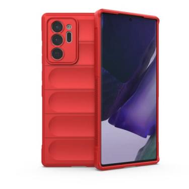 Imagem de Capa para Samsung Galaxy Note 20 Ultra 4G / 5G 6.9" (inclui 2 peças proteção tela temperada) Capa protetora resistente em forma ranhura criativa, capa traseira TPU macia à prova choque -vermelho
