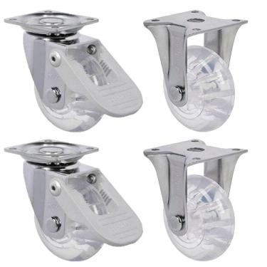 Imagem de 2 Rodizio Fixo + 2 Giratório Gel 50mm com Freio Anti Risco Schioppa