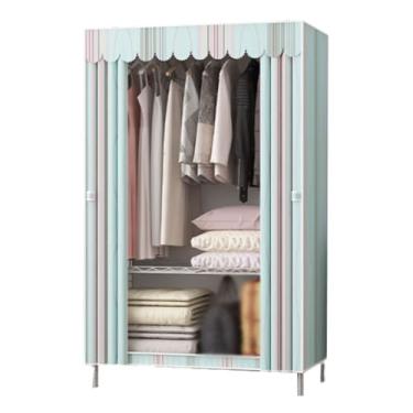 Imagem de Guarda-roupa Armário empilhável, armação de aço, guarda-roupa portátil, autônomo, rack de roupas, armazenamento temporário, para casa, quarto armário