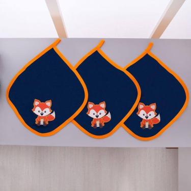 Imagem de Kit 3 Fraldas Pano De Boca Malha Para Bebê Raposa Azul Marinho