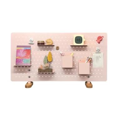 Imagem de Painel Porta-Ferramentas Pegboard de armazenamento de itens de mesa, painéis de metal de estilo minimalista, pegboard organizador de livros de itens pequenos (Color : Pink, Size : Large)