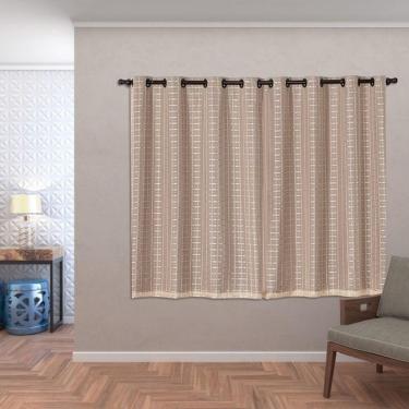 Imagem de Cortina Blackout Pvc Com Tecido Voil Xadrez 2,00 M X 1,40 M - Avelã