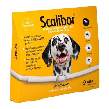 Imagem de Coleira Scalibor Antiparasitária para Cães Auxilia no controle de Infestações de Carrapatos, Pulgas e Mosquitos Leishmaniose 65cm 25g