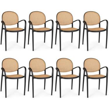 Imagem de Kit 8 Cadeiras De Jantar Roma Com Braço Para Sala E Cozinha - Preto -