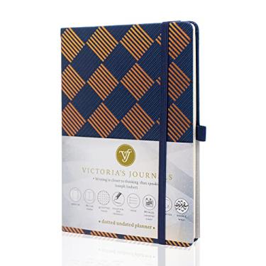 Imagem de VICTORIA'S JOURNALS Caderno Bullet, agenda pontilhada sem data Sofia, capa dura, vintage, organizador de tempo e objetivos, tamanho A5, 14 x 19 cm