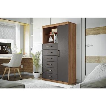 Imagem de Cômoda 6 Gavetas 1 Porta 2 Nichos Marabá Jatobá/Grafite