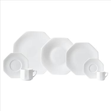 Imagem de Serviço de Jantar, Chá e Café 42 Peças em Porcelana, Modelo Octogonal Orion, Branco, Porcelana Schmidt