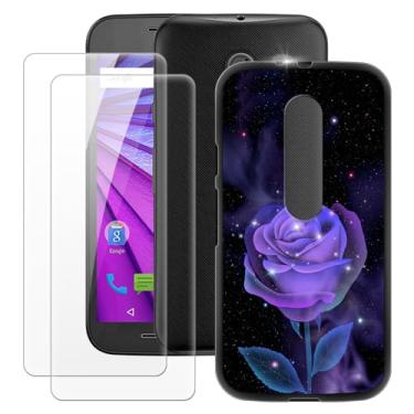 Imagem de MILEGOO Capa para Motorola Moto G3 + 2 peças protetoras de tela de vidro temperado, capa ultrafina de silicone TPU macio à prova de choque para Motorola Moto G3 (5 polegadas) rosa