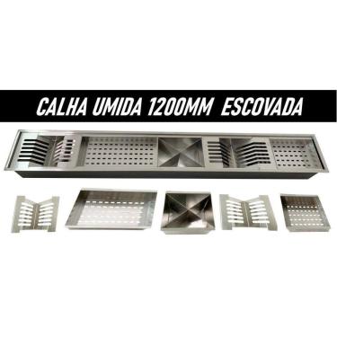 Imagem de Calha Úmida Gourmet Canal Organizador Escorredor Inox 120Cm