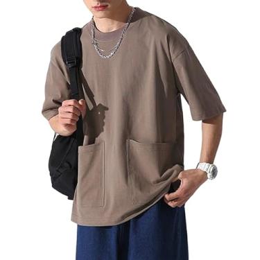 Imagem de Qingyee Camiseta casual com capuz, moletom com capuz solto sem mangas, blusas de algodão grandes., Bolsos retos - marrom, P