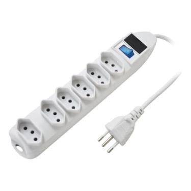 Imagem de Filtro de Linha Extensão Elétrica 6 Entradas 5 Metros Interruptor Fusível