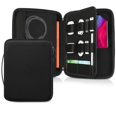 Imagem de Capa semi-rígida para tablet FINPAC para iPad Pro 12,9 polegadas 3ª/4ª geração 2018-2020 | 12,3 polegadas Microsoft Surface Pro, bolsa organizadora de transporte de eletrônicos portfólio para hubs/cabos/teclado mágico, preta