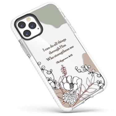 Imagem de frepstudio Capa protetora macia para iPhone 15 Pro Max Versículos da Bíblia para meninas e mulheres, flores florais inspiradoras Filipenses 4:14 citações capa protetora macia compatível com iPhone 15