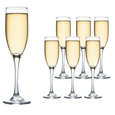 Imagem de UMEIED Conjunto de 6 taças de champanhe clássicas de 170 g, taças de champanhe cristalinas de haste longa, taças de vinho espumante para festa em casa, casamento, aniversário, presentes de inauguração
