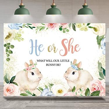 Imagem de Rsuuinu Pano de fundo revelador de gênero de coelho, ele ou ela, azul ou rosa, coelho, menino ou menina, primavera, Páscoa, fotografia, fundo, decoração de festa, suprimentos, banner, chá de bebê,