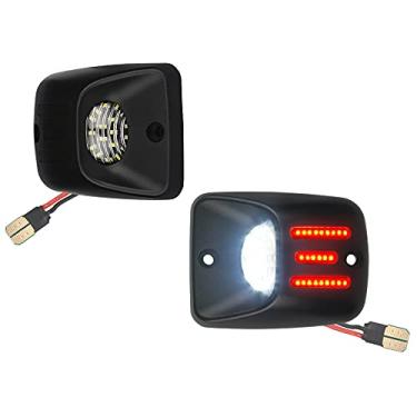 Imagem de MbuyDIY Conjunto de lâmpada de LED para placa de licença com tubo neon OLED vermelho compatível com caminhonete Tacoma 1995-2004 preto alojamento 6000K branco, pacote com 2