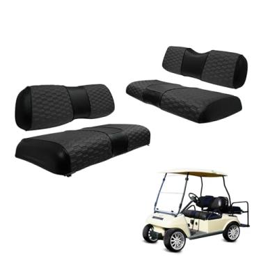 Imagem de HANGKUNNEE Conjunto de capas de assento hexagonais para carrinho de golfe com bolsos de armazenamento, capa de assento frontal e traseira para carro de clube DS almofada de assento comum, sem