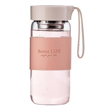 Imagem de DNIENKGE Garrafa de chá de vidro de 473 ml com coldre antiderrapante e infusor de chá inoxidável, tampa à prova de vazamento, garrafa de água de vidro portátil para escola, escritório, carro e casa
