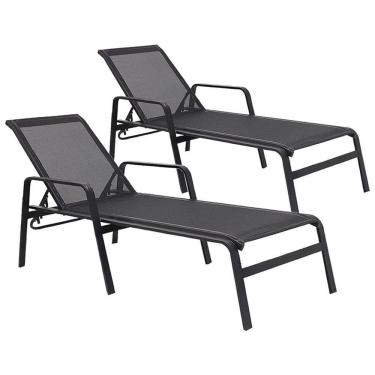 Imagem de Kit 2 Espreguiçadeiras Lótus Premium Preto