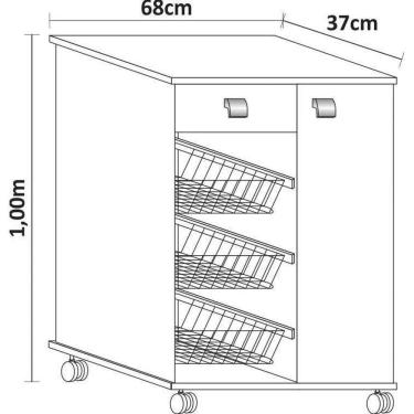 Imagem de Fruteira Natasha 1 Porta 1 Gaveta E 3 Cestos Castanho/Branco