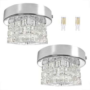 Imagem de Kit 2 Spot Cristal Quadrado Sobrepor Prata Plafon Bet45 +