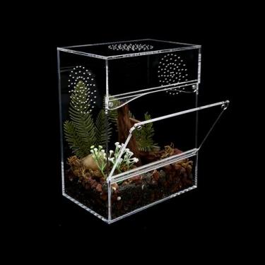 Imagem de Gabinete de tarântula acrílica para aranhas saltadoras com porta de abertura frontal 19 x 12 x 25 cm terrário de micro habitat para pequenas árvores, répteis, aranhas e invertebrados