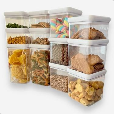 Imagem de Potes Hermeticos para Alimentos em Acrilico Kit 12 Unidades com Tampa Organiser