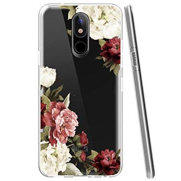 Imagem de Ueokeird Capa de telefone para LG Aristo 4 Plus/Escape Plus/Arena 2/Tribute Royal/Journey LTE/K30 2019/X320, capa fina à prova de choque transparente flexível TPU floral (flor de flor