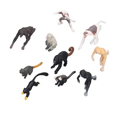 Imagem de CONJUNTO DE ORNAMENTO DE MODELO PRIMATA 10 PCS DE PLÁSTICO MINI MACACO GIBBON LEMUR ANIMAL DECORAÇÃO DE MESA
