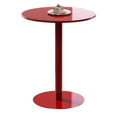 Imagem de Mesa de bar alta, mesa de jantar, mesa lateral redonda de metal alto, mesa de bar vermelha para coquetel, sala de estar, sala de jantar, bar, pátio, mesa alta de pub e bistrô