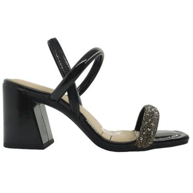 Imagem de Sandália Feminina Casual Dia a Dia com Strass Calce Fácil Salto Grosso Dakota  Y7641