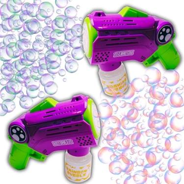 Imagem de Kit 2 Máquinas De Bolha De Sabão Roxa Pistola Automática Com Luz, Lança Bolhas De Sabão Pistola, Lançador De Bolha Metralhadora