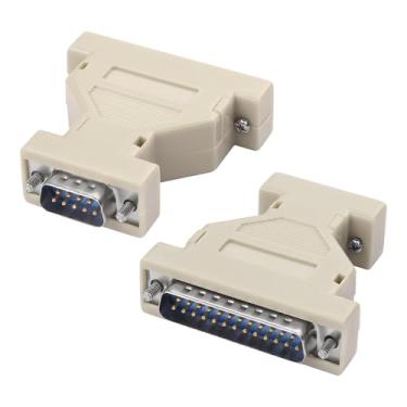Imagem de MEIRIYFA Adaptador de acoplador serial DB9 para DB25, macho DB9 para DB25 macho RS-232 Serial Gender Changer, conector adaptador de modem para dispositivos seriais de PC - 2 peças (DB9 macho para DB25