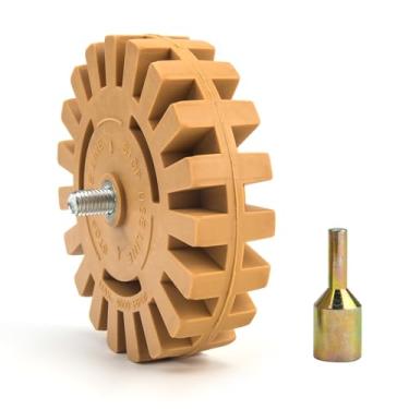 Imagem de Ferramenta de borracha de roda, 10,16 cm – Fita de risca de risca adesiva de vinil, decalque removedor de adesivos de carros, trailers, barcos, etc. com kit adaptador de broca