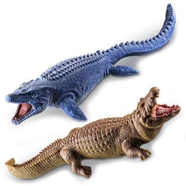Imagem de 2 Unids Vinil Dinossauro Mosassauro e Crocodilo Realista - Cometa